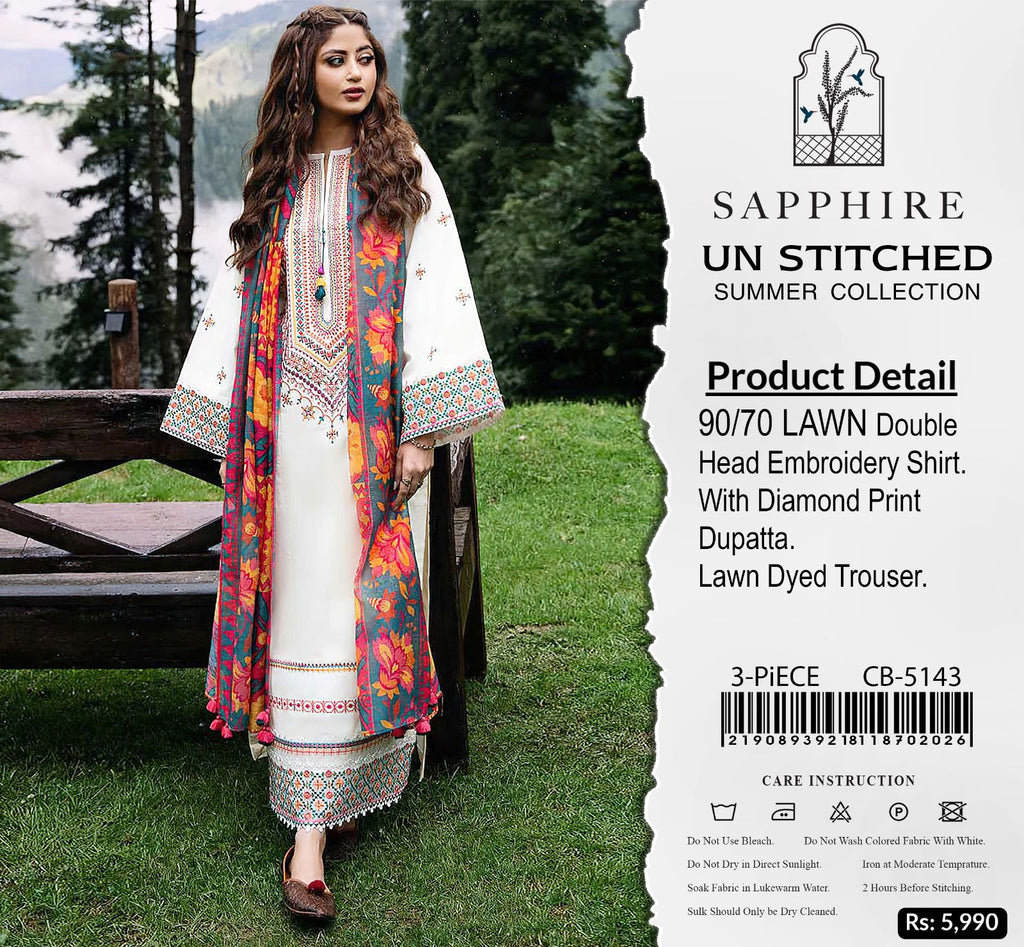 BRAND SAPPHIRE AIRJET LAWN 3PC HEAVY EMB