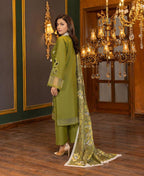 PREMIUM DHANAK  3PC EMBROIDERED SUITS