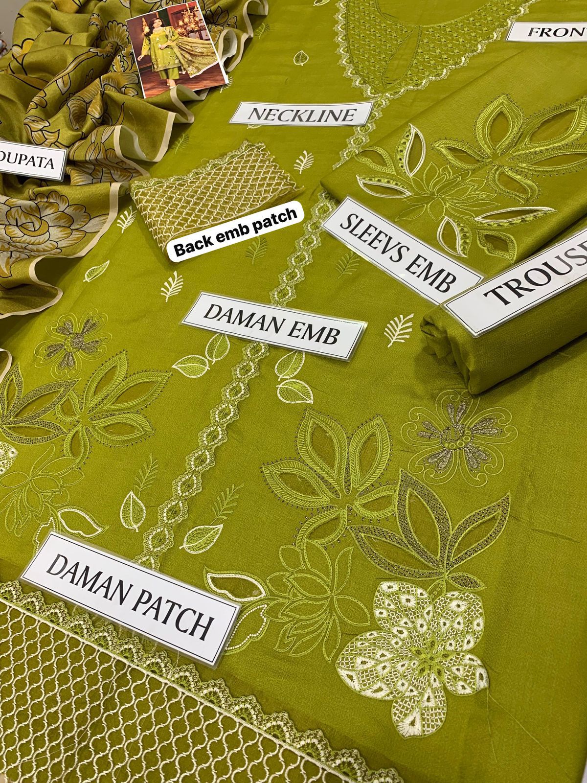 PREMIUM DHANAK  3PC EMBROIDERED SUITS