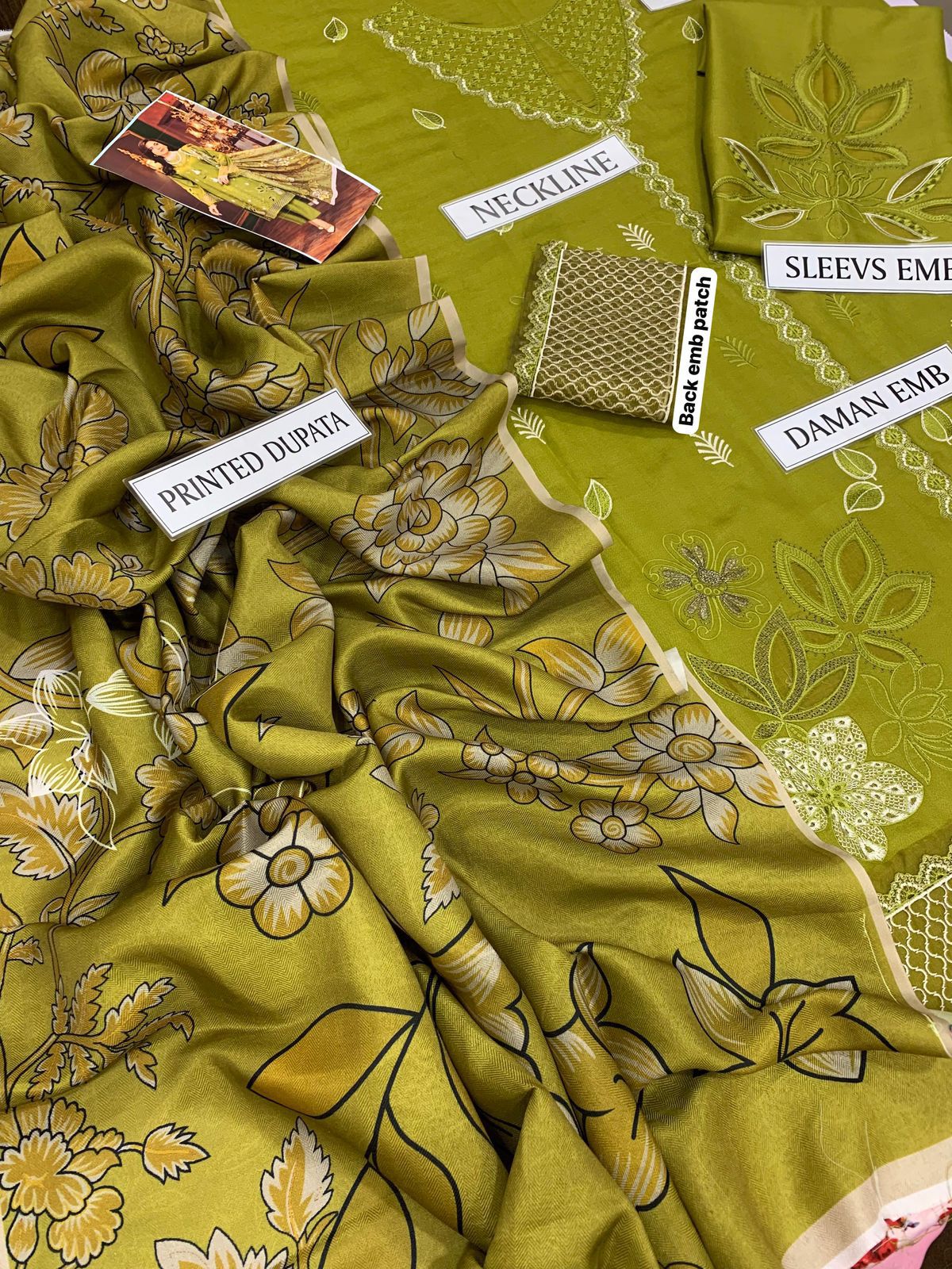 PREMIUM DHANAK  3PC EMBROIDERED SUITS