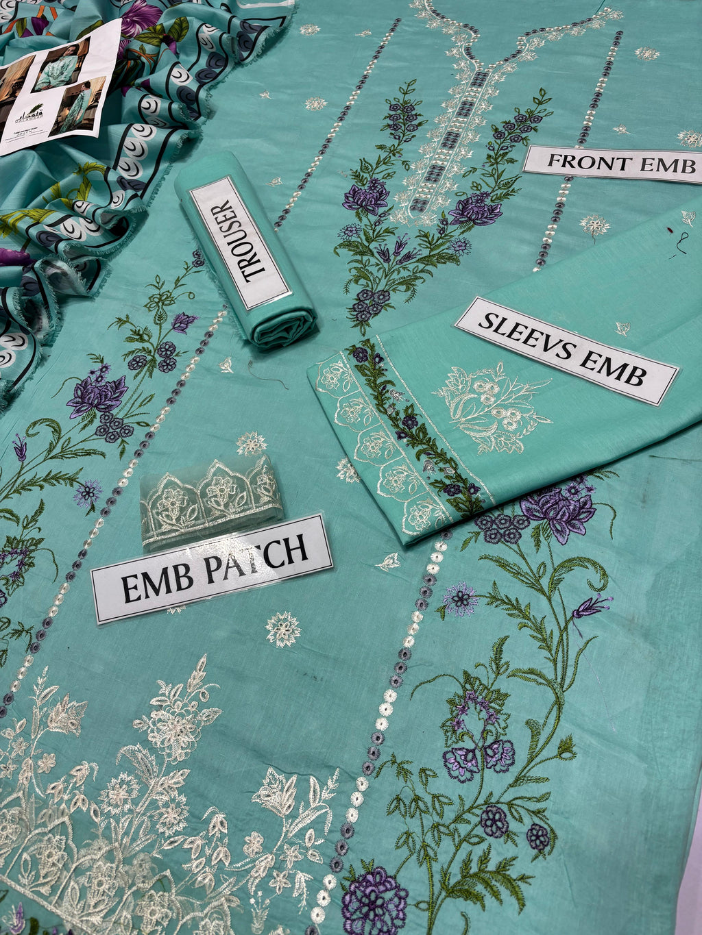 BRAND NAME QALAMKAR PREMIUM AIR-JET LAWN 3PC FANCY